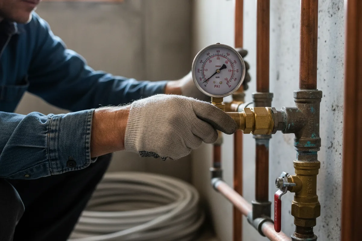 Pressure testing a repaired line during Water Line Repair in Battleboro